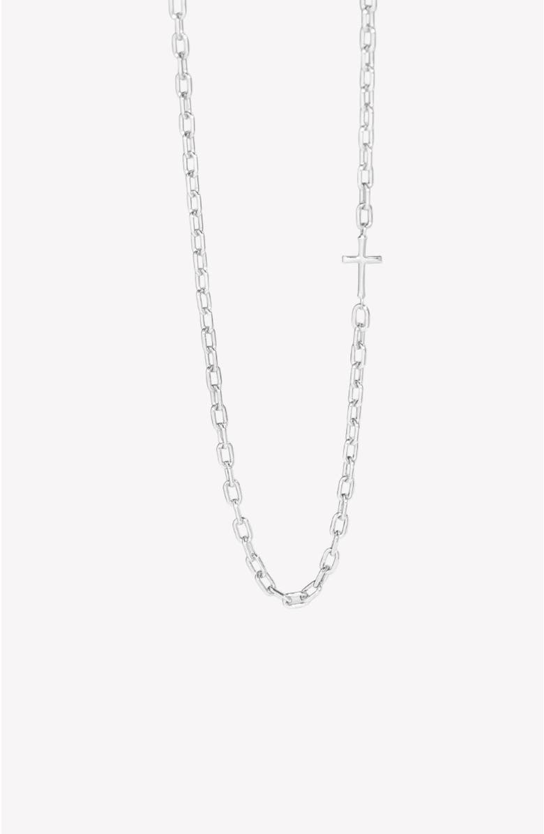 Rizen Jewelry Mini Chain Breaker Cross Necklace, Alternate, color, Sterling Silver