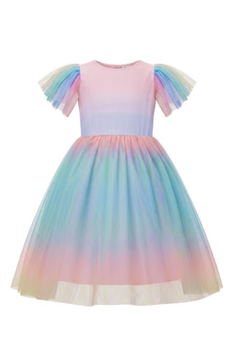 Cotton Candy Dreams Flutter Sleeve Party Dress (Toddler, Little Kid & Big Kid)
