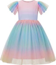 Mia Belle Girls Cotton Candy Dreams Flutter Sleeve Party Dress