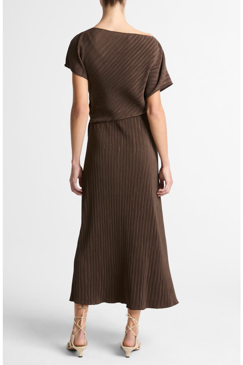 Diagonal Pleated Twist Waist Midi Dress, Alternate, color, CLOVE