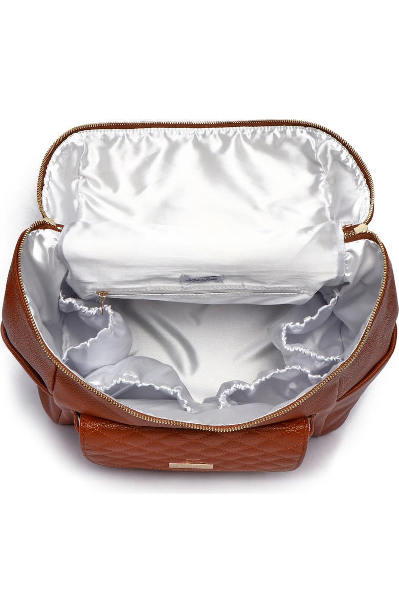 Luli Bebé Monaco Faux Leather Diaper Backpack, Alternate, color, Caramel Brown