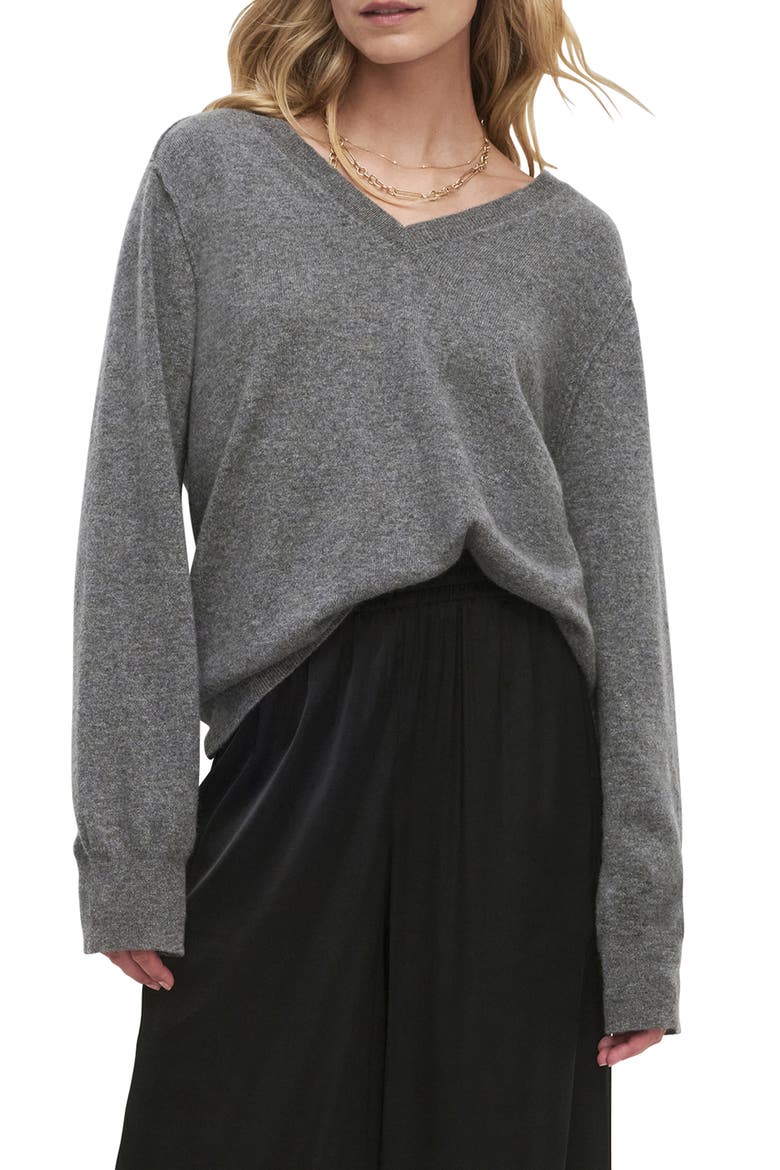 The Ryann V-Neck Cashmere Sweater, Main, color, HEATHER GREY