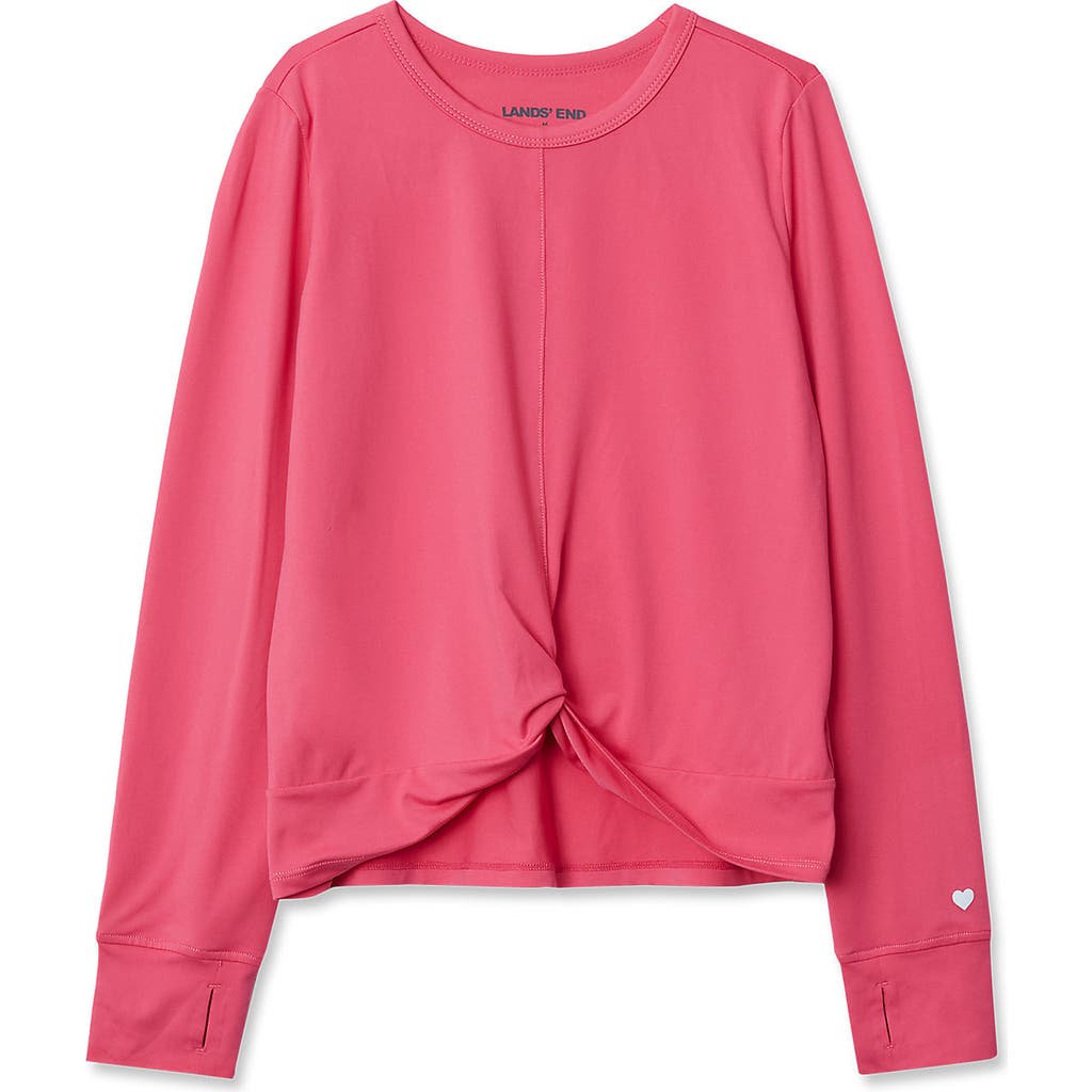 Lands' End Girls Active Long Sleeve Twist Top In Pink