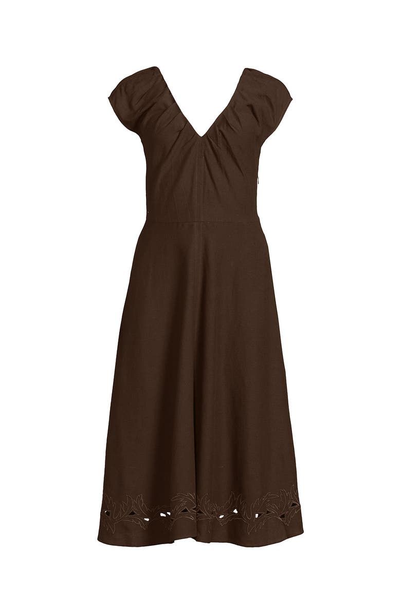 Lands
 End Cotton Blend Short Sleeve Midi Dress with Cutwork, Alternate, color, 