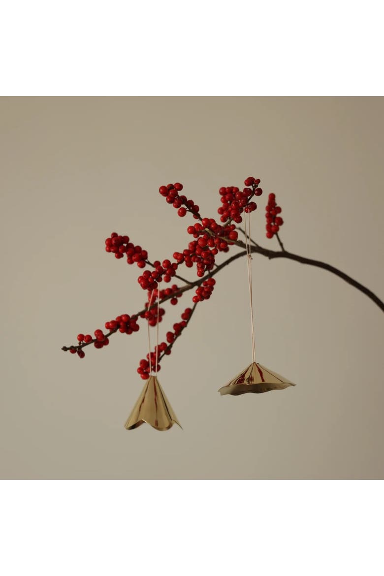 Petunia Flower Ornaments, Set of 2, Alternate, color, Brass