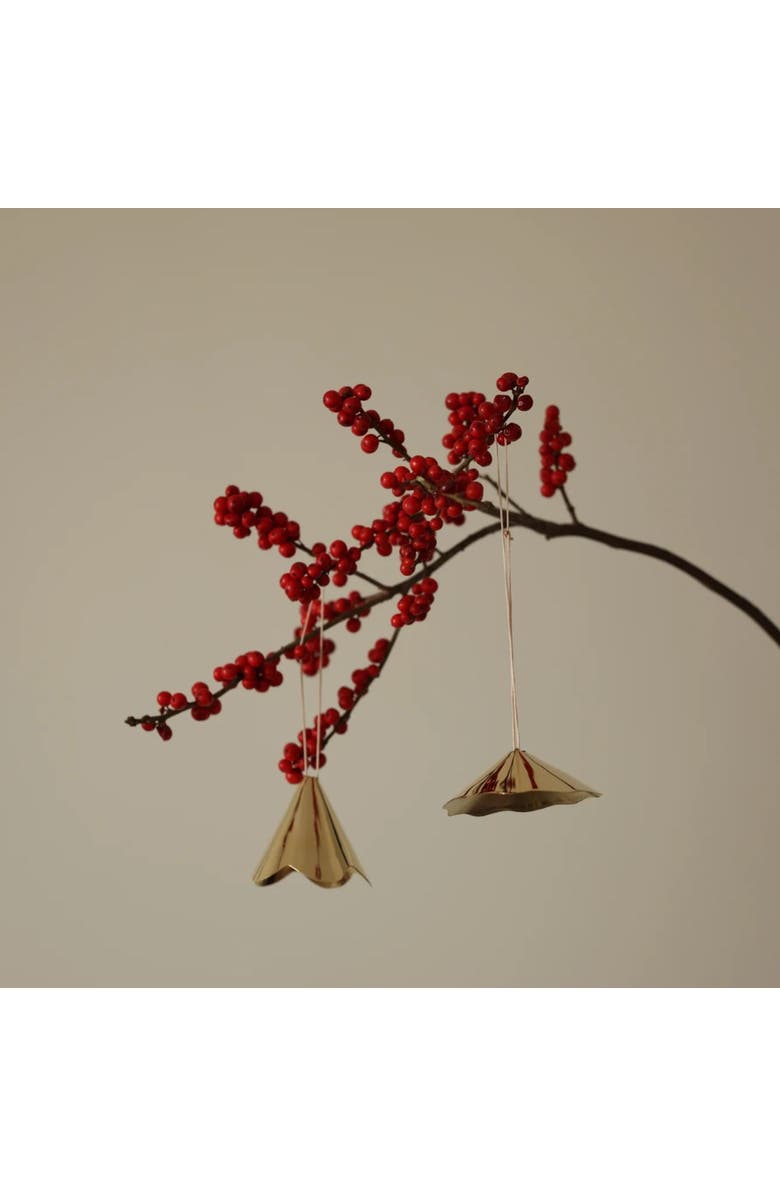 Fleck Petunia Flower Ornaments, Set of 2, Alternate, color, Brass