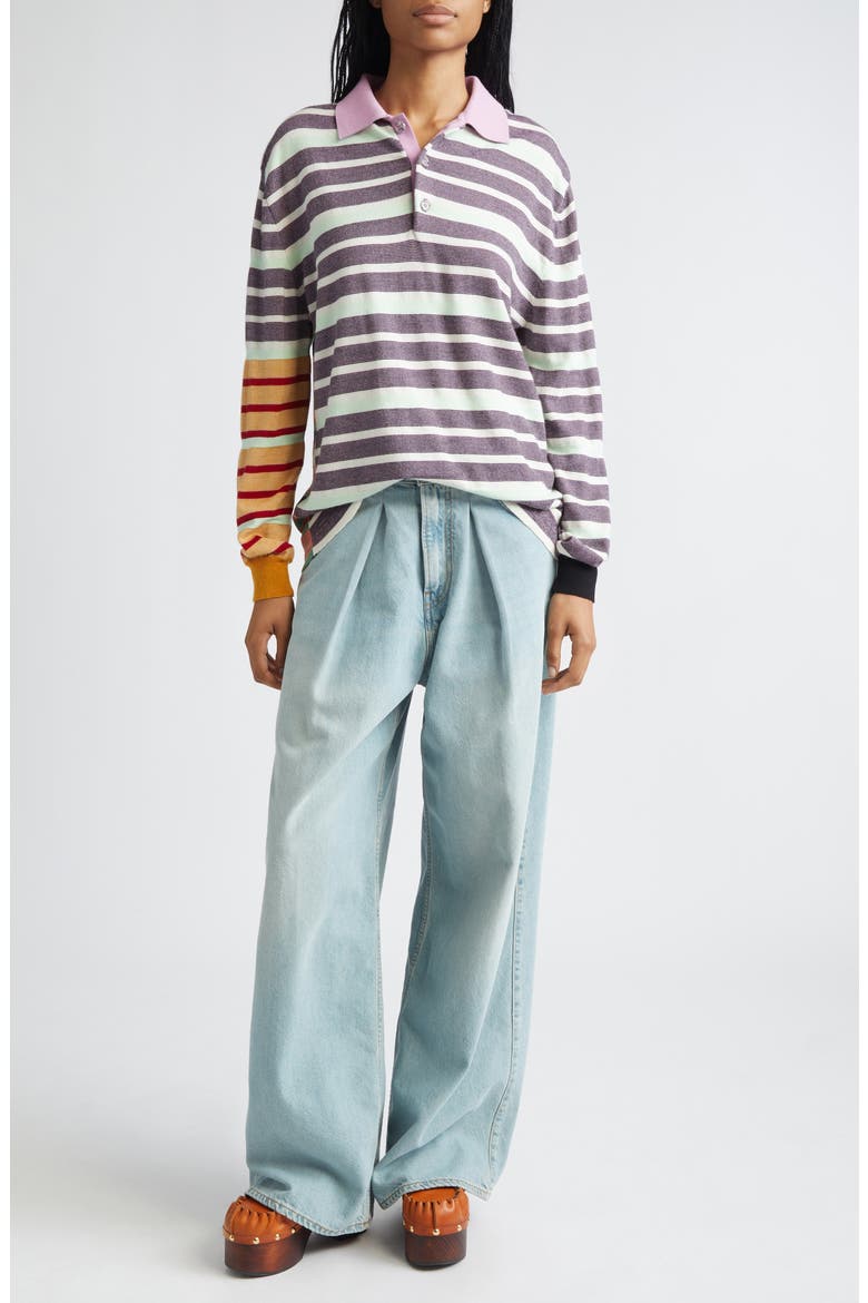 Carl Stripe One of a Kind Polo, Alternate, color, WHITE MULTI