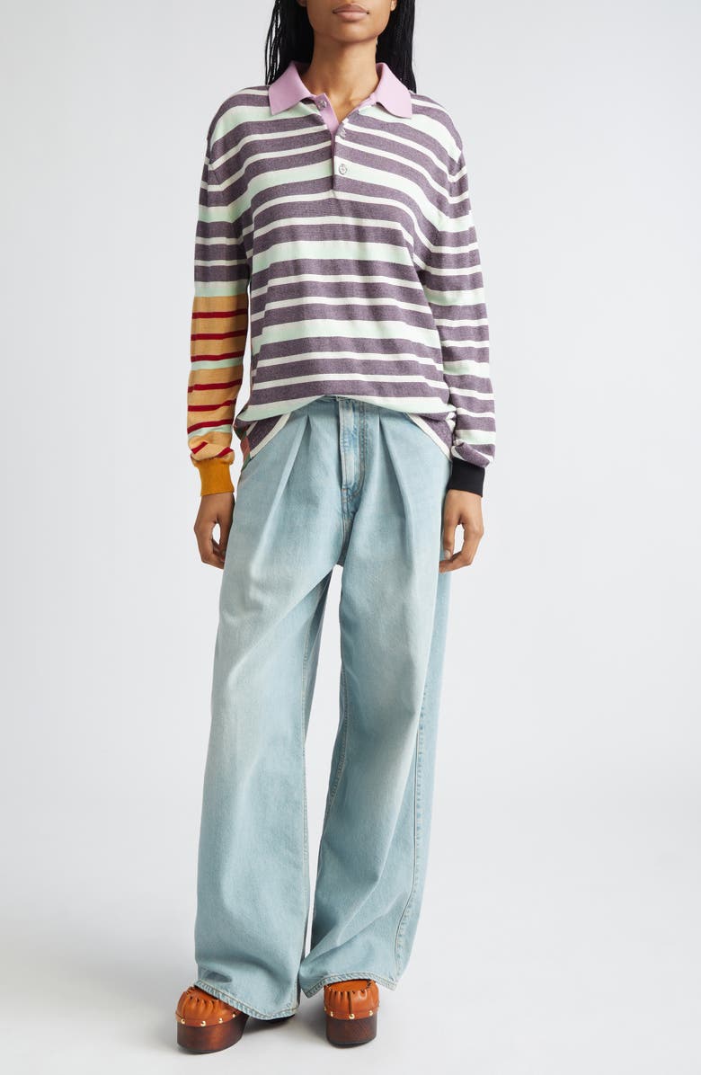 Waste Yarn Project Carl Stripe One of a Kind Polo, Alternate, color, White Multi