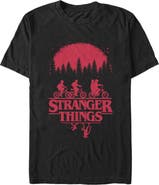 Stranger Things Men's Stranger Things Biking in Upside Down Logo Silhouettes  Graphic T-Shirt