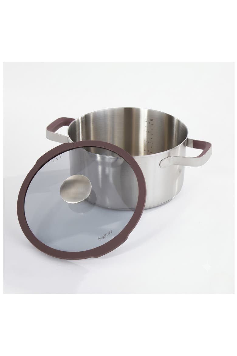 Elements 18/10 Stainless Steel Stockpot & Glass Lid, Alternate, color, PURPLE