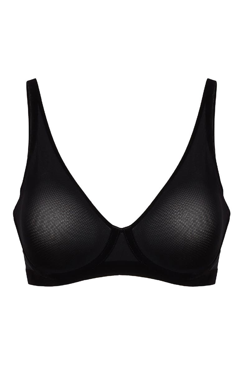 Tulle Underwire T-Shirt Bra, Alternate, color, BLACK