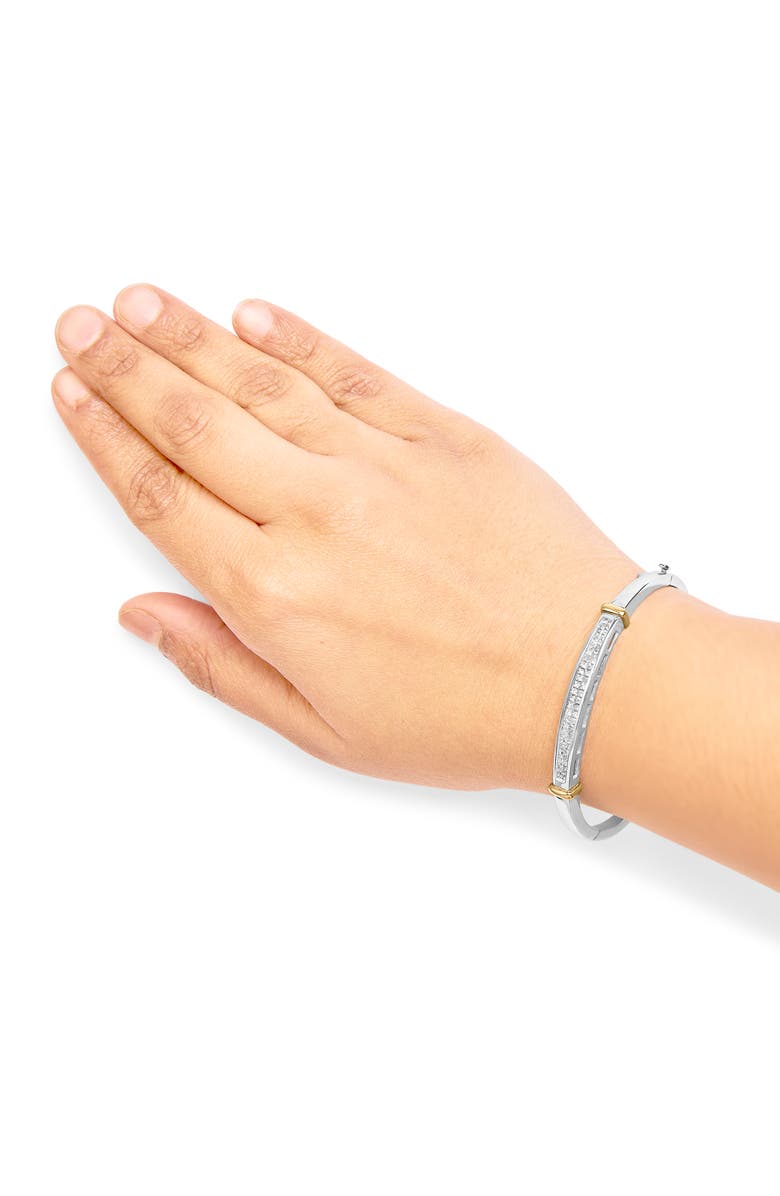 Haus of Brilliance 14K Two-Toned Gold Princess Cut Diamond Fashion Bangle, Alternate, color, Yellow