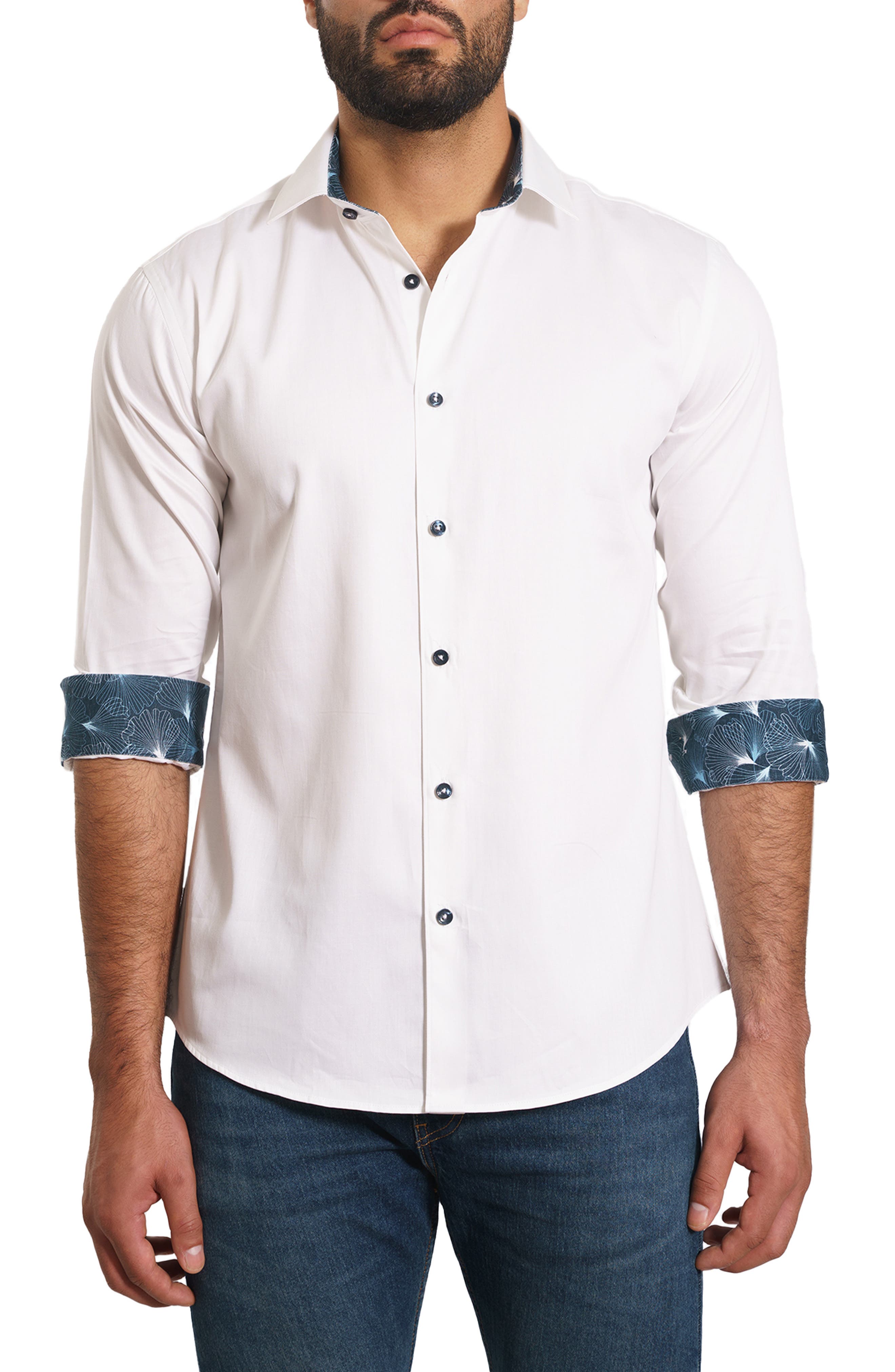 Jared Lang Trim Fit Solid Button-Up Shirt