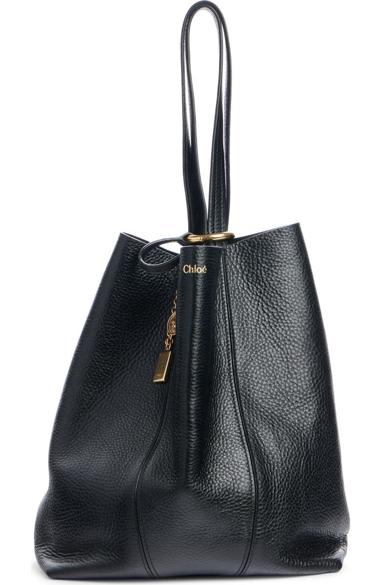 Chloé Spin Leather Tote, Alternate, color, 001 Black