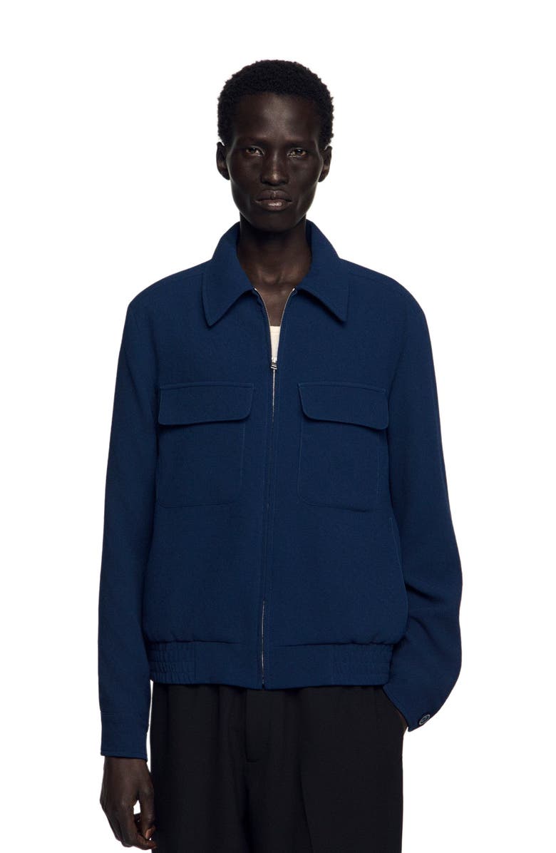SANDRO Textured zip-up jacket, Main, color, Royal Blue