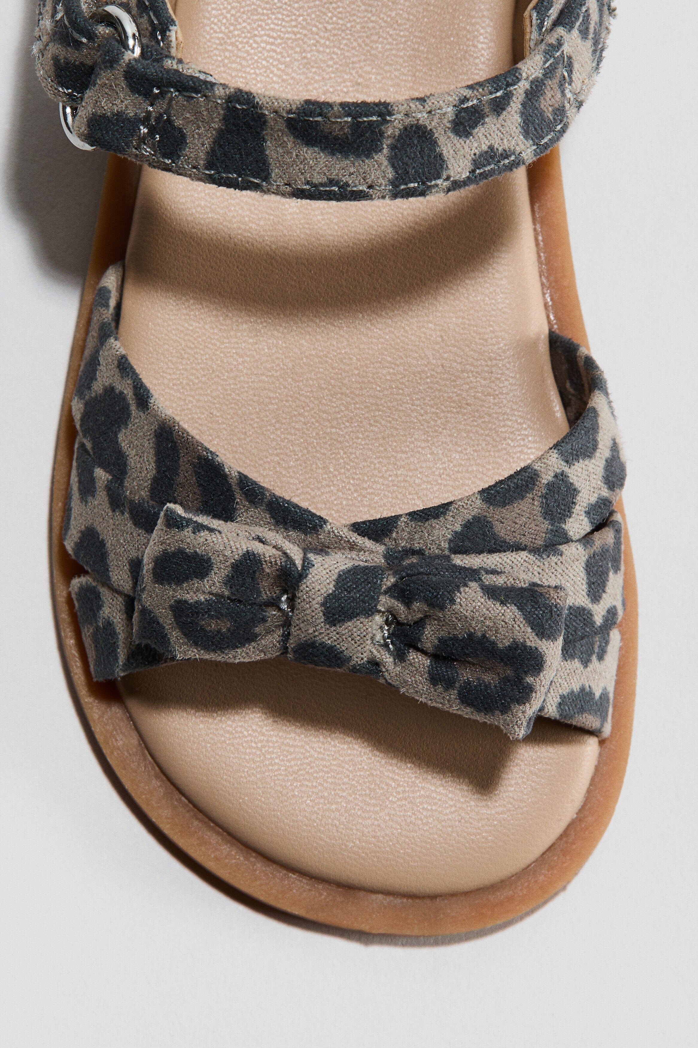 Appliquéd Strappy Sandals, Alternate, color, Beige/Leopard print