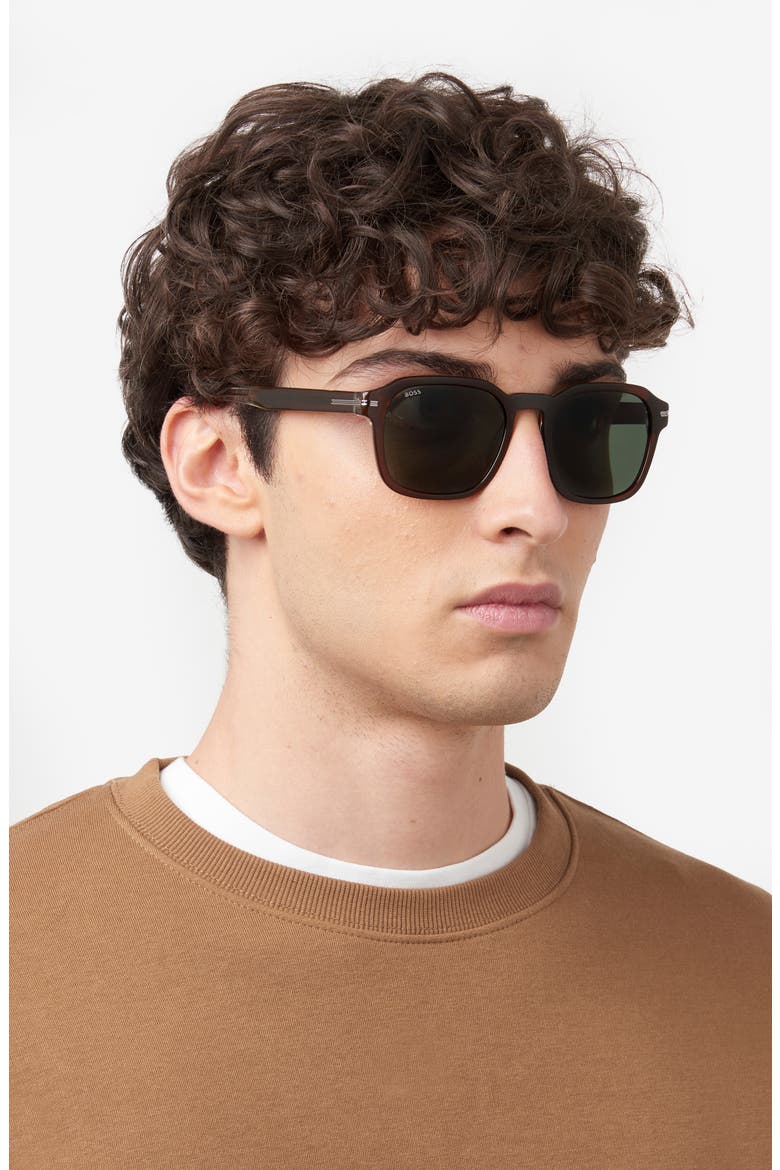 51mm Square Sunglasses, Alternate, color, BROWN