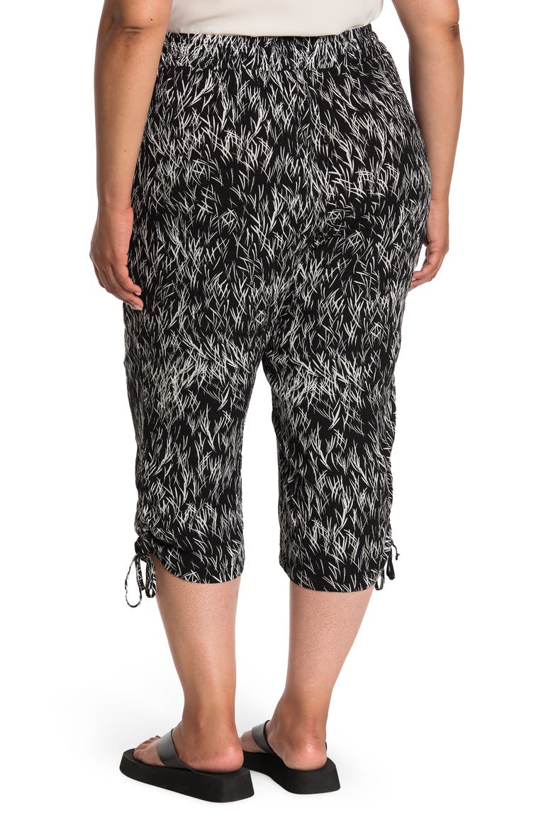 Drawstring Pull-On Crinkle Gauze Pants, Alternate, color, BLACK WHITE WHEAT