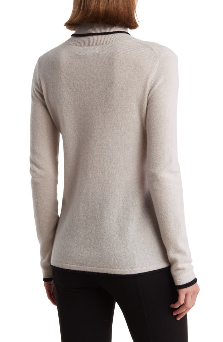 Magaschoni Tipped Cashmere Turtleneck Sweater, Alternate, color,