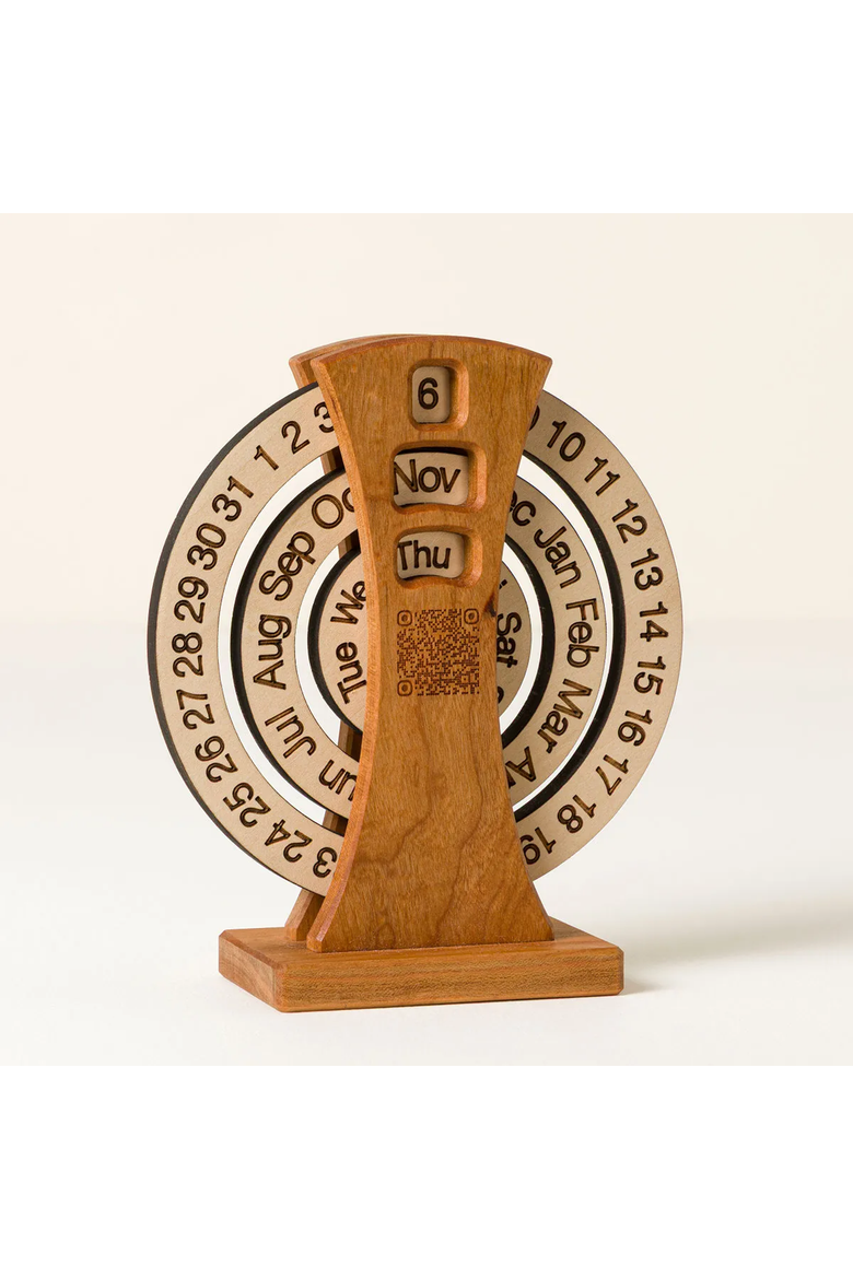 History Everyday Interactive QR Wood Calendar, Alternate, color, Multi