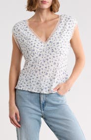 Melrose and Market Lace Trim Sleeveless Surplice Top