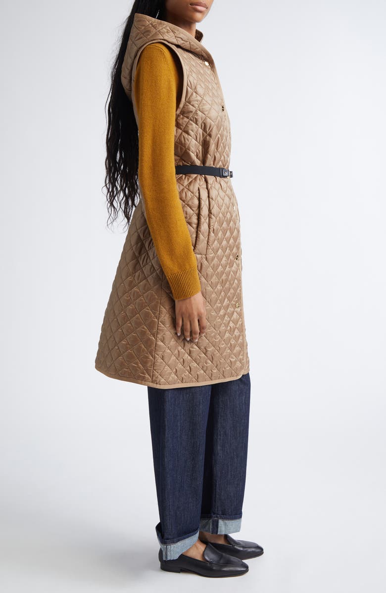 Max Mara Camille Sleeveless Hooded Puffer Coat, Alternate, color, Hazelnut Brown