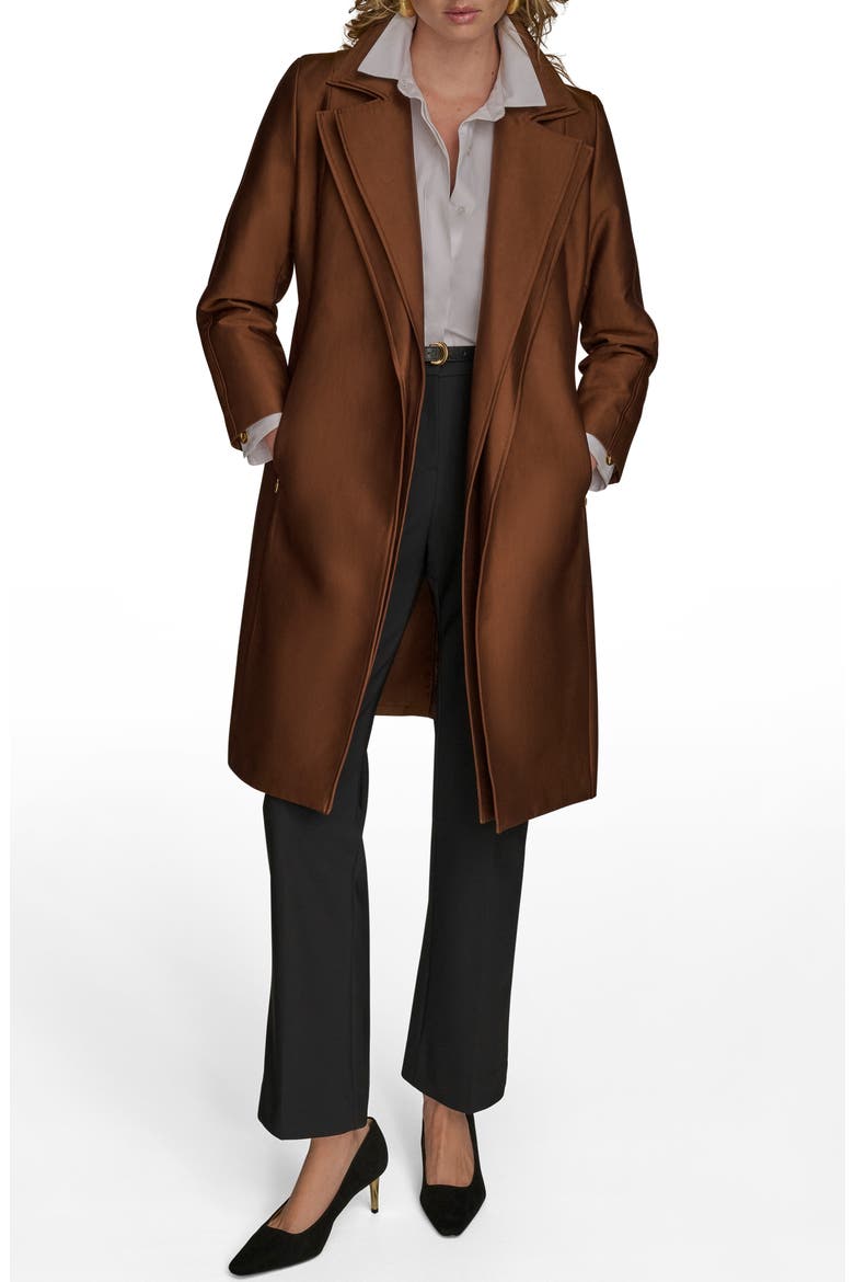 Double Collar Cotton Blend Trench Coat, Alternate, color, TOBACCO