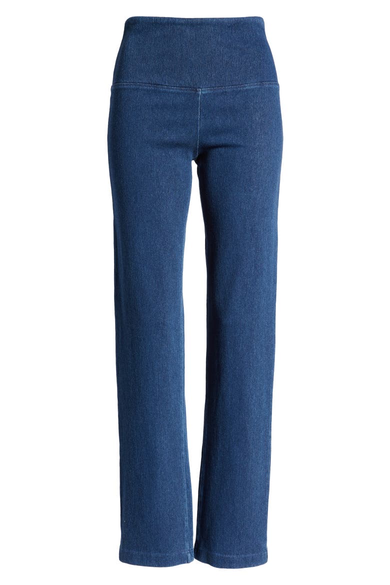 'Lyssentials High Waist Straight Leg Stretch Denim Jeans, Alternate, color, MID WASH