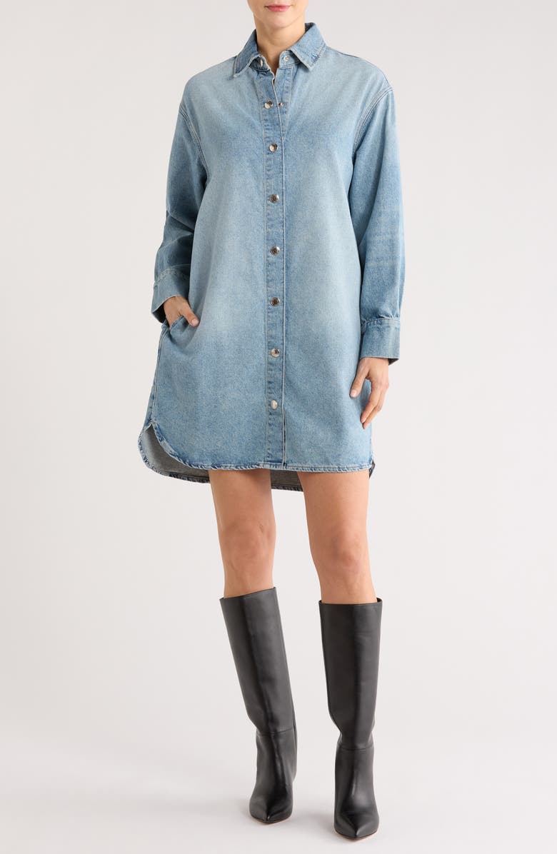 DL1961 Faye Long Sleeve Denim Dress, Main, color, Aged Mid