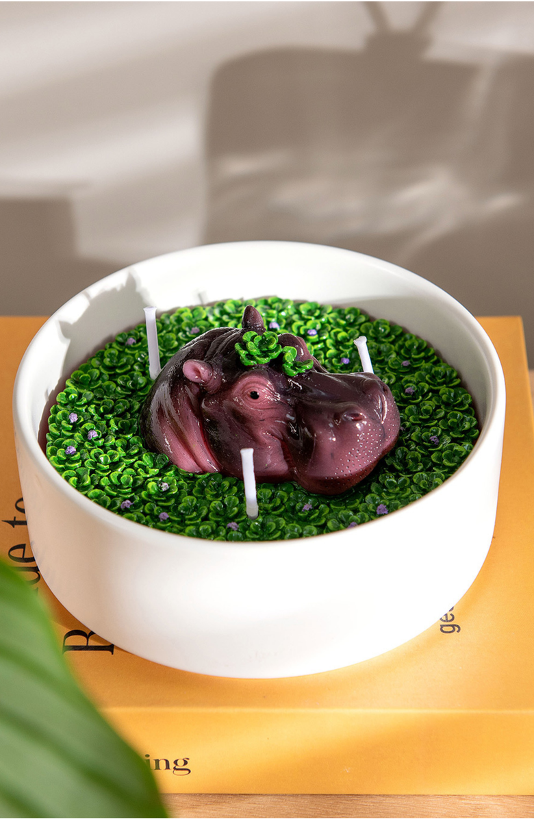 Southlake gifts Hippo Candle Bowl, Alternate, color, Brown / Purple / Green