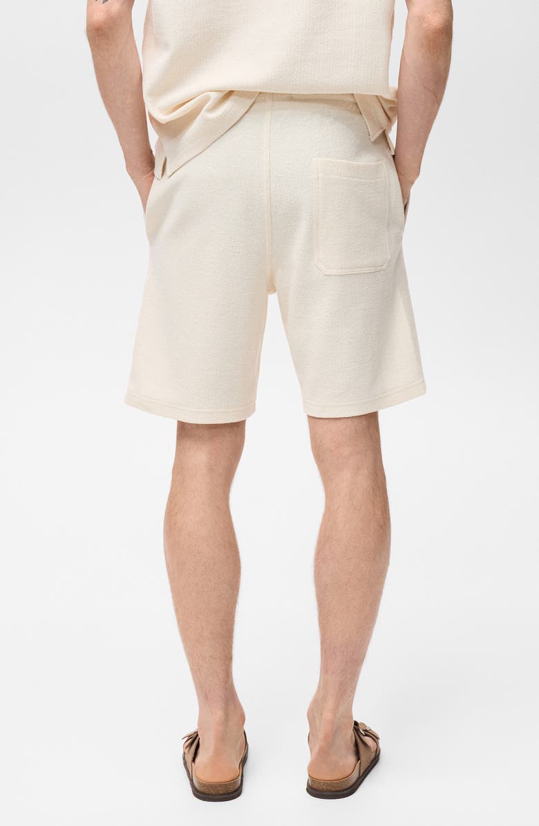 MANGO Textured Drawstring Shorts, Alternate, color, Ecru