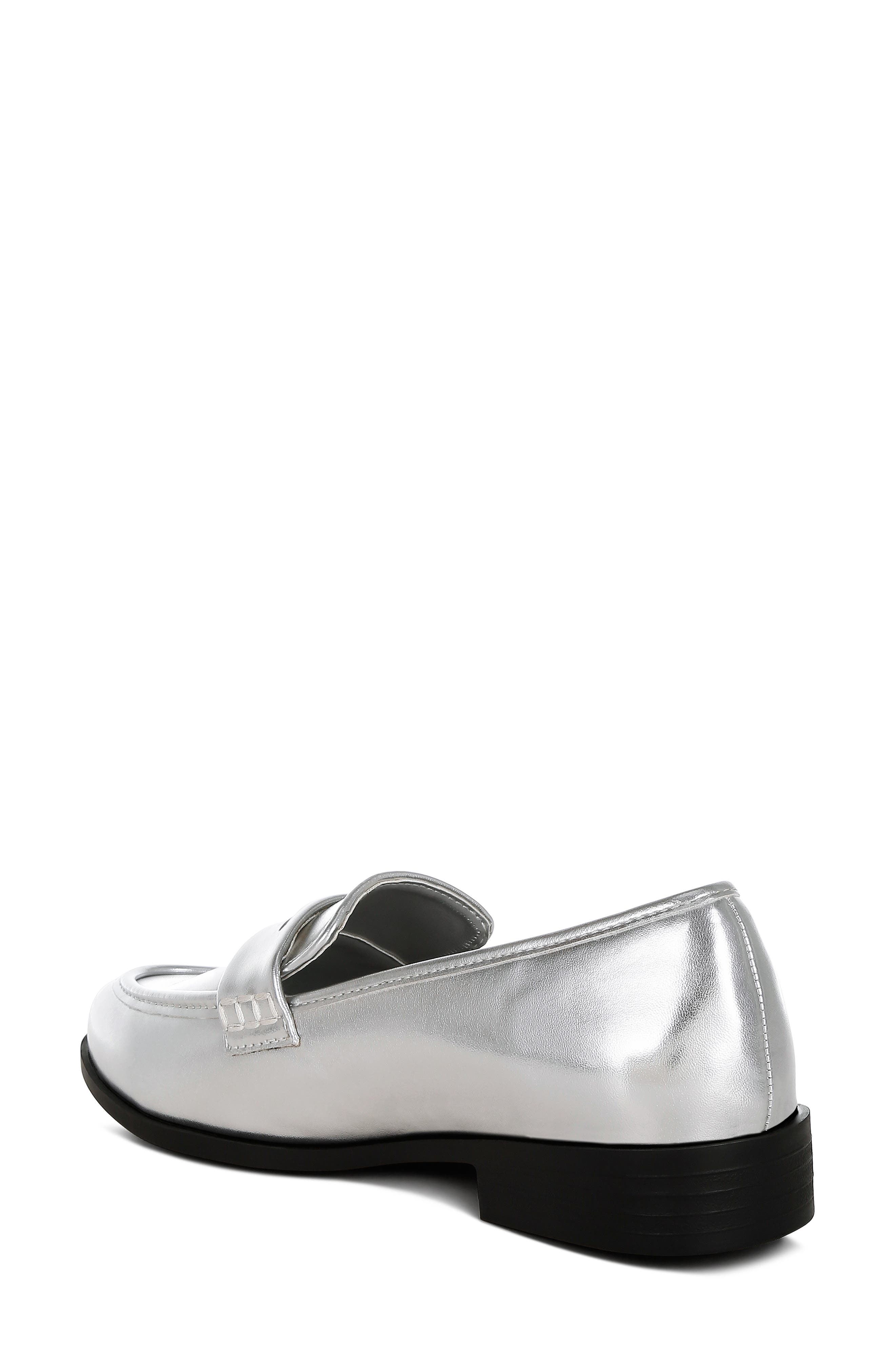 LONDON RAG Rugle Metallic Penny Loafer, Alternate, color, Silver