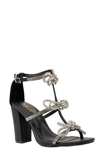 Chase & Chloe Chase And Chloe Rhinestone Bow T-strap Sandal