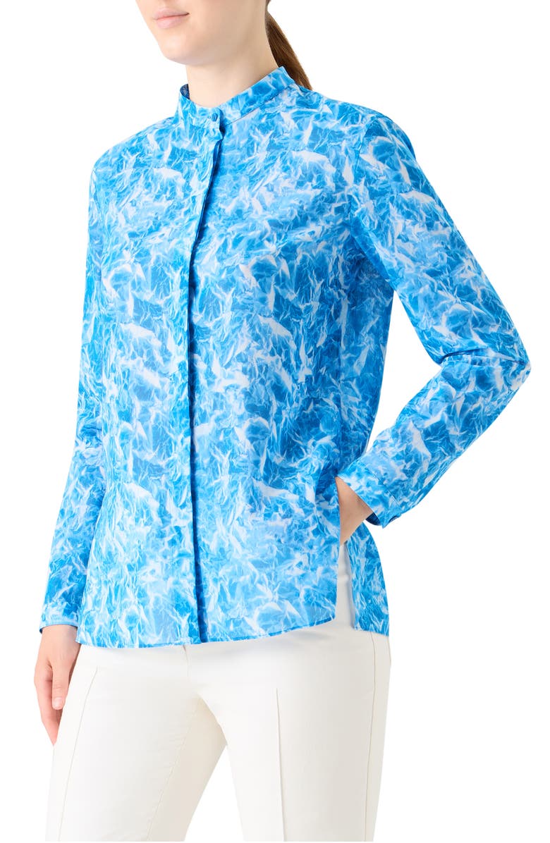 Akris Whitecaps Cotton Voile Button-Up Shirt, Alternate, color, Twilight-Ecru