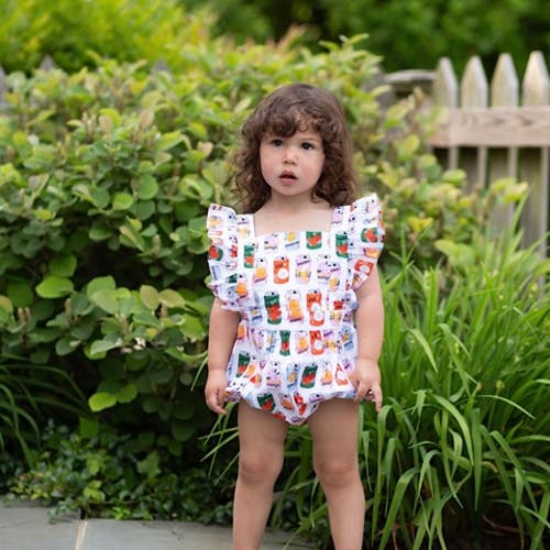 WORTHY THREADS WORTHY THREADS RUFFLE SLEEVE BUBBLE ROMPER