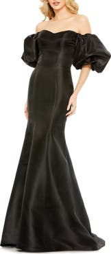 Ieena for Mac Duggal Women's Sweetheart Off The Shoulder Puff Sleeve Gown