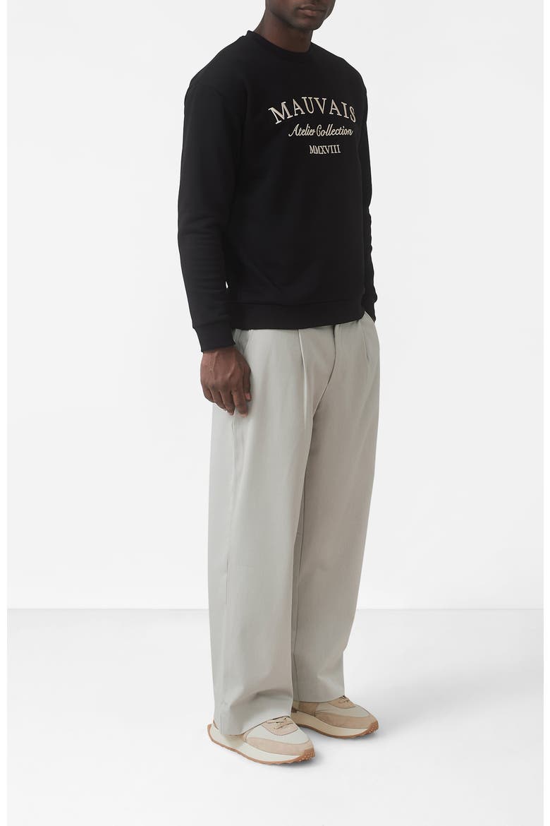 Ricamo Regular Logo Crew Sweatshirt, Alternate, color, Black