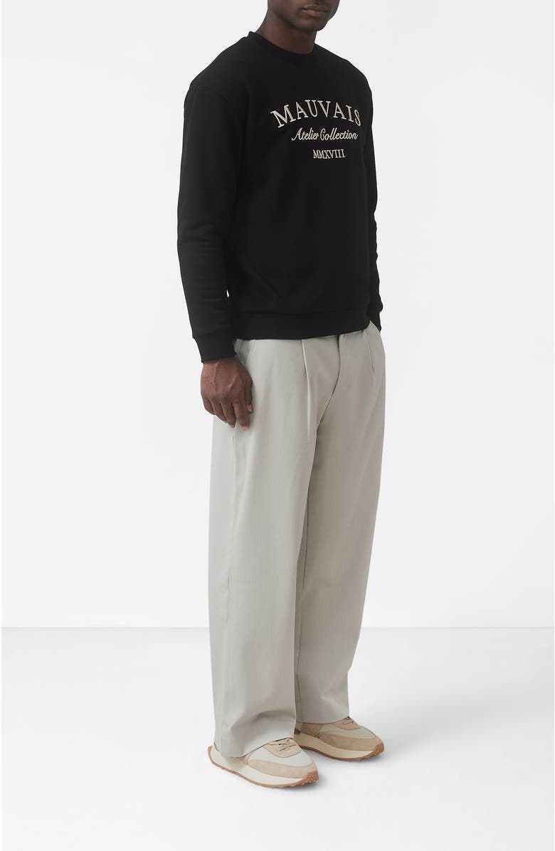 MAUVAIS Ricamo Regular Logo Crew Sweatshirt, Alternate, color, Black