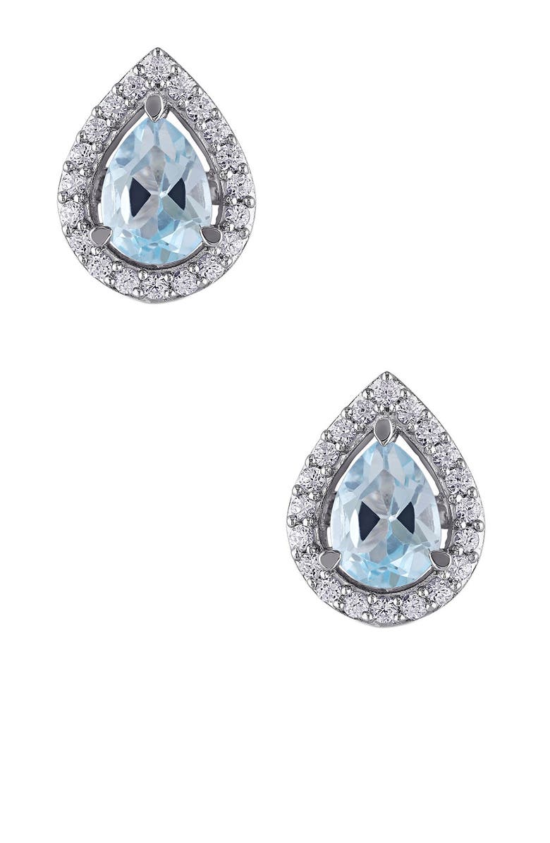 DELMAR Sterling Silver Sky Blue Topaz & Created White Sapphire Earrings, Main, color,