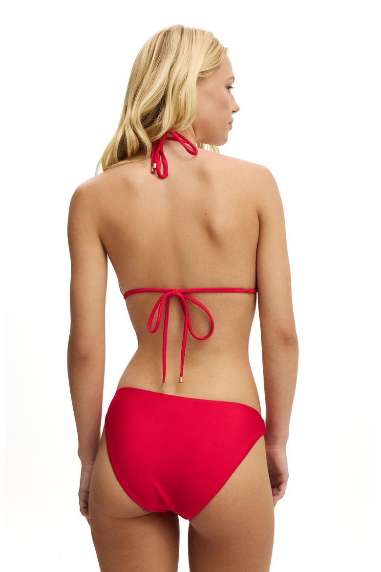 Women's String Triangle Bikini Top, Alternate, color, Spicy Red Shimmer