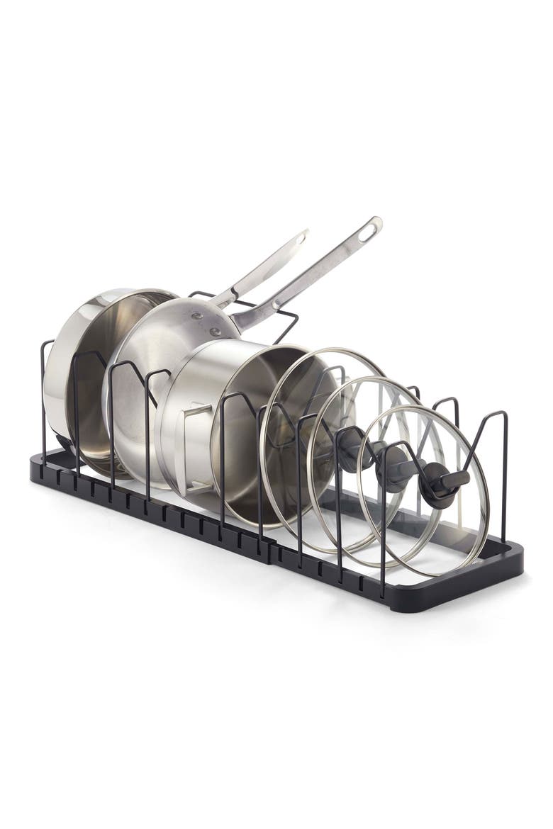 Adjustable Pot Lid Wire Organizer, Alternate, color, BLACK