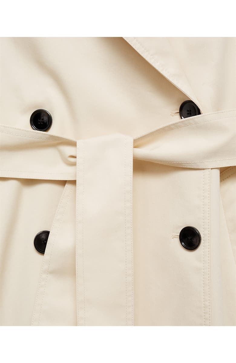 MANGO Oversize Tie Waist Double Breasted Trench Coat, Alternate, color, Ecru