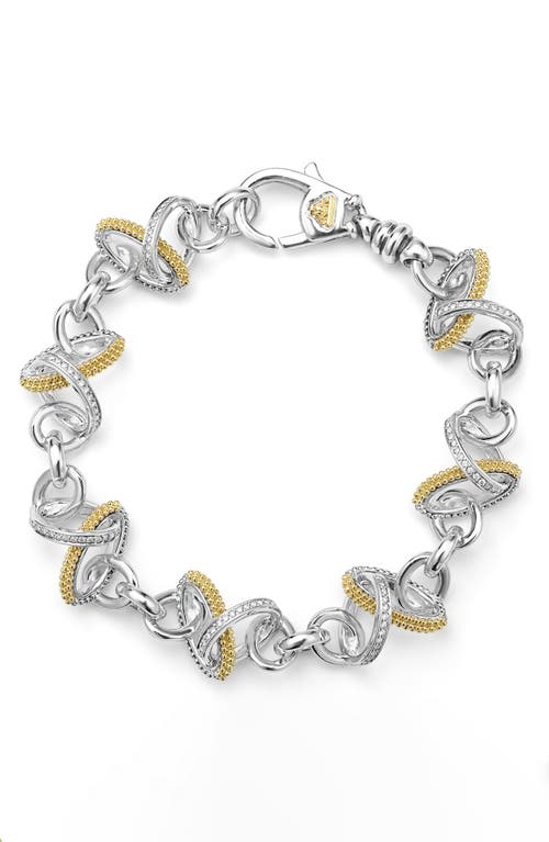 Lagos Caviar Lux Diamond Link Bracelet In Two-tone