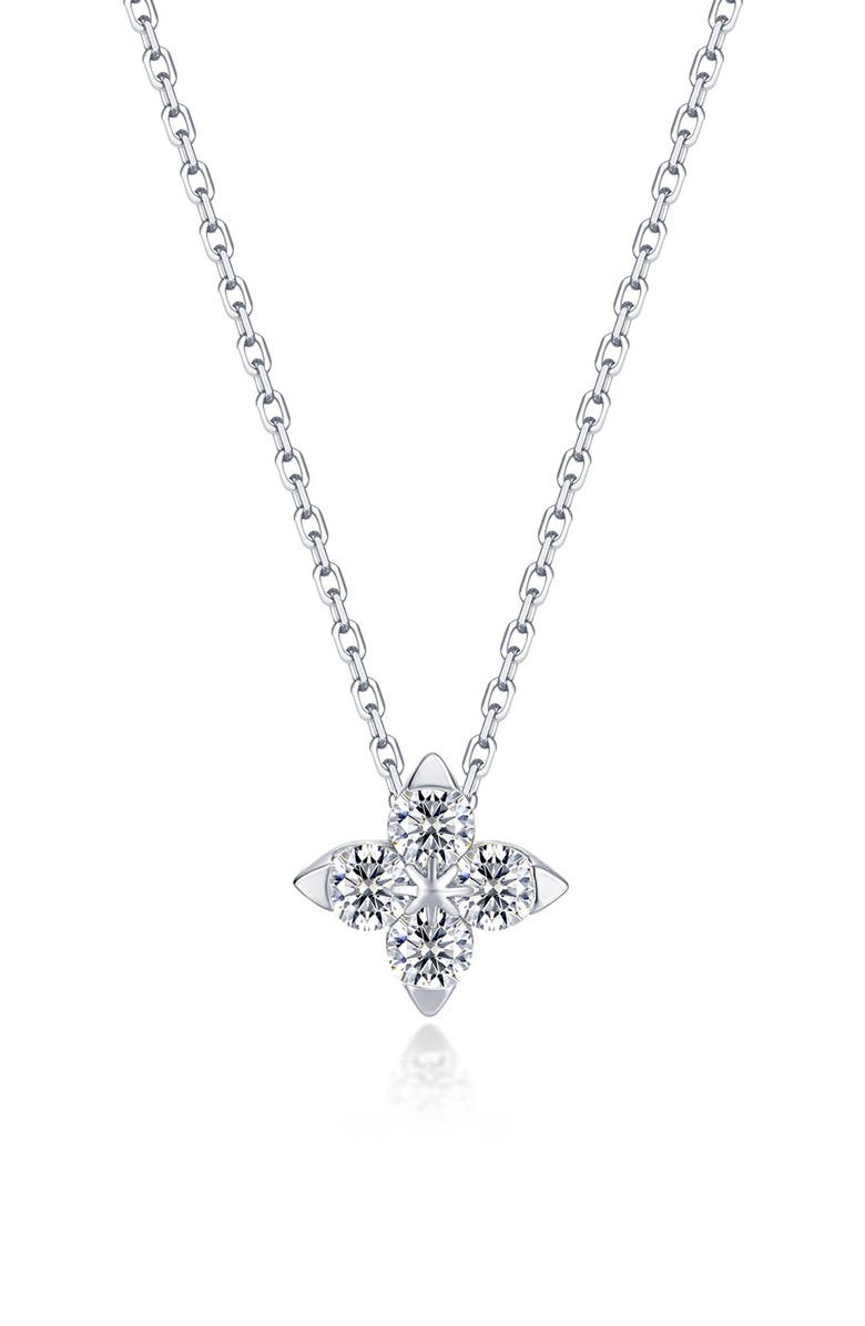 Lafonn Trillium Bloom Simulated Diamond Pendant Necklace, Main, color,
