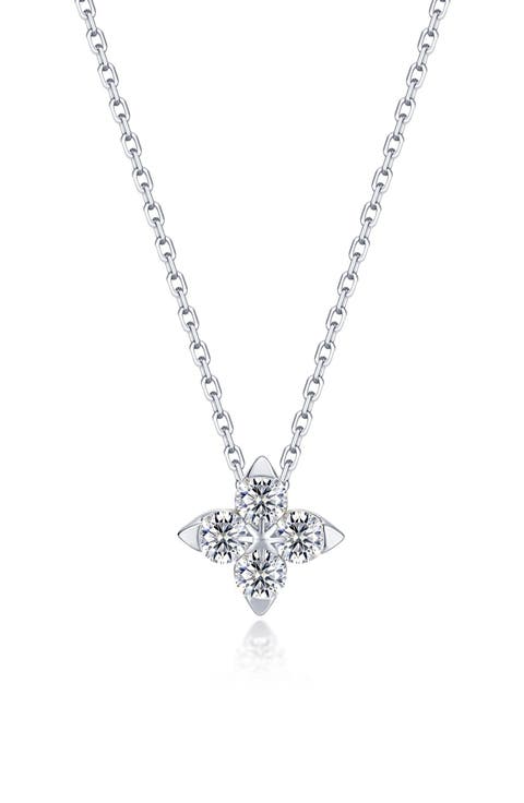Trillium Bloom Simulated Diamond Pendant Necklace