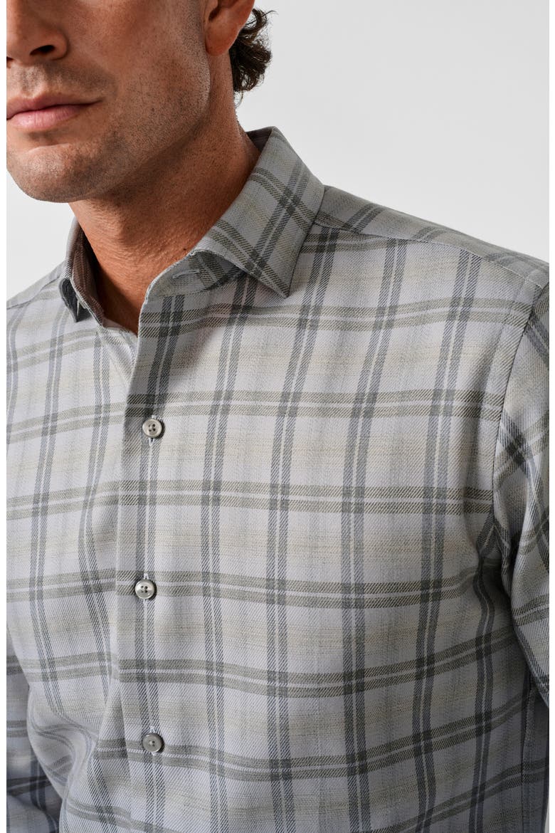 Melange Check Pima Cotton Sport Shirt, Alternate, color, HEATHER GREY
