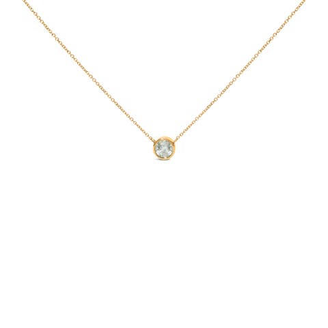 10K Yellow Gold 2.0 Cttw Round Bezel Set Diamond Solitaire Pendant Necklace