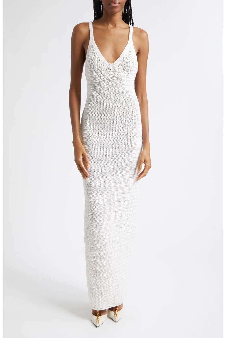 Dentelle V-Neck Sweater Dress, Main, color, 0KA NATURAL