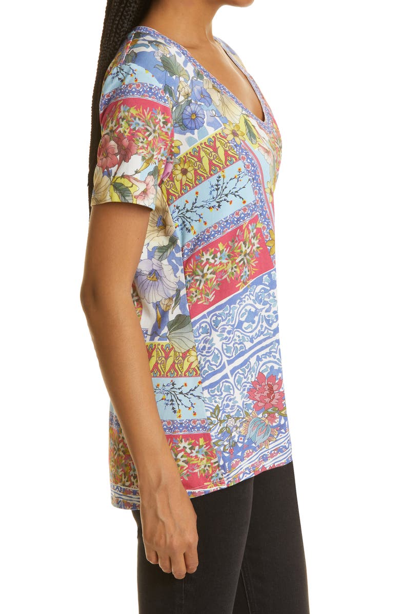 Johnny Was Midsummer Favorites Floral V-Neck T-Shirt, Alternate, color, 