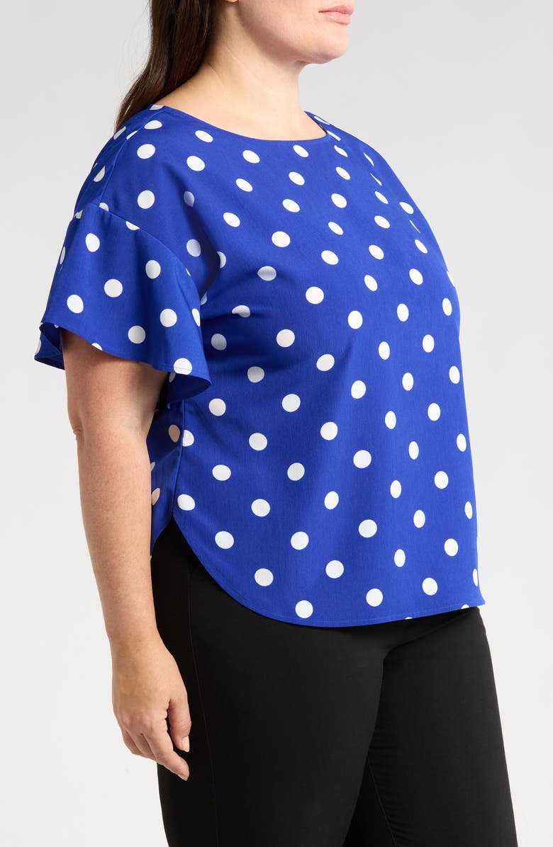 Anne Klein Polka Dot Flutter Sleeve Top, Alternate, color, 